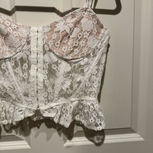 Emory Park White Lace Floral Corset Top